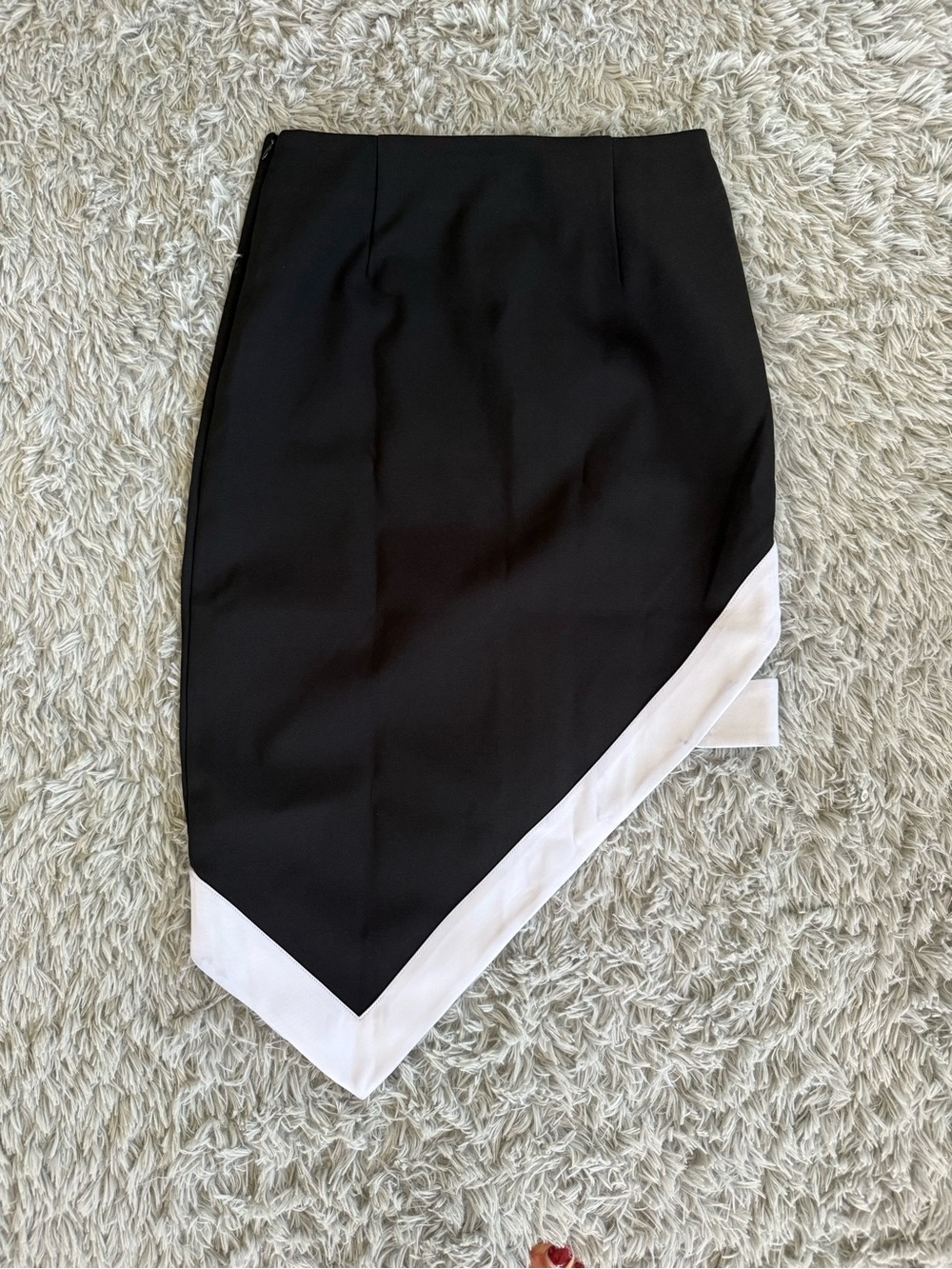 Kendall & Kylie Black Pencil Skirt with White Asymmetric Hem